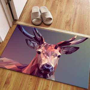 Alfombra con Estampado de Ciervo Poligonal: Temática Animal, Antideslizante, Grande, Delgada, Impresa en 3D, Alfombra de Chenilla - Product Image 4