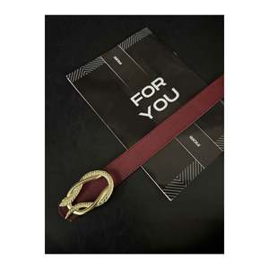 <b>Snake</b> Buckle Women's Trouser Belt, Jacket Belt, <b>Dress</b> Belt, Shirt Belt - Burgundy - Product Image 2