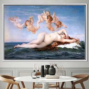 Grande toile imprimée élégante : Art mural La naissance de Vénus, 1P : encadré blanc - Product Image 1