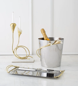 Bougeoir en métal argenté moderne de haute qualité, durable, fait à la main, avec plusieurs options d'impression, pour la décoration de la maison - Product Image 4