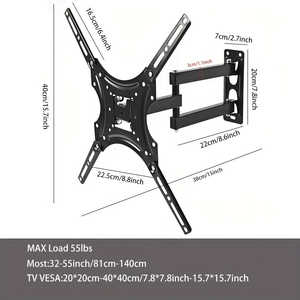 Soporte de Pared para TV con Movimiento Completo para Pantallas de 32-55 Pulgadas, VESA 400x400mm, Acero, Giratorio, Inclinable, Extensible, con Nivelación - Product Image 3