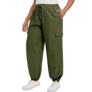 Pantalones de chándal de algodón y poliéster para mujer con diseño personalizado OEM, pantalones holgados para correr y trotar con bolsillos - Product Image 2