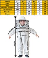 Combinaison d'apiculture durable unisexe et pour enfants avec voile rond attaché vêtements de sécurité pour l'apiculture