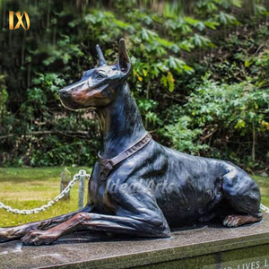 <span class=keywords><strong>Tamaño</strong></span> real bronce Doberman <span class=keywords><strong>Pinscher</strong></span> perro estatua al aire libre jardín decoración Metal guardia perro escultura - Product Image 1
