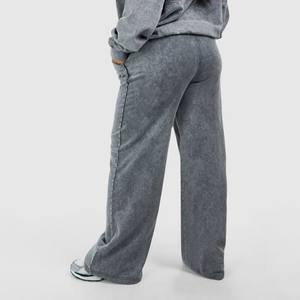 Survêtement 2 pièces pour femmes avec logo personnalisé, veste zippée en molleton délavé à l'acide et pantalon de survêtement, coupe décontractée, fabrication en gros de vêtements - Product Image 6