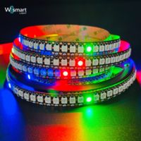 Tira de Luces LED RGBIC WS2812 de 5V/12V CC, 144 LED Direccionables, Control por Aplicación, Iluminación Ambiental para Sala de Juegos y Festividades