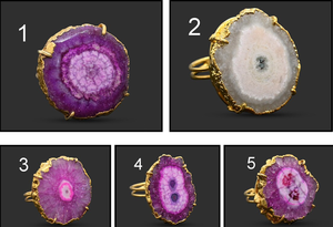 Natural Crystal Agates Window Druzy Rings Gold Plating Crystal Geode Ring Adjustable Natural Stone Rings by ALIF CRYSTAL - Product Image 5