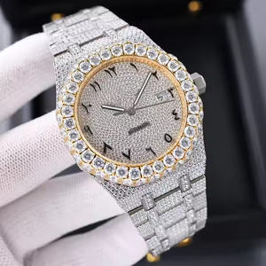 Montre analogique à quartz de luxe pour homme avec cadran serti de diamants Moissanite, montre-bracelet de classe affaires pour gentlemen - Product Image 3