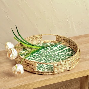 Plateau en jacinthe tissé de luxe avec incrustations de nacre, nouveau design, style unique, meilleur décoration d'intérieur, prix le plus bas - Product Image 2