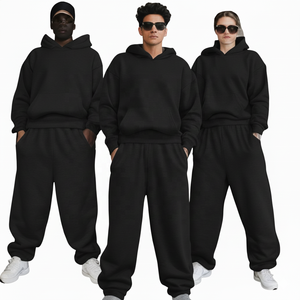 Ensemble sweat-shirt et pantalon de survêtement unisexe décontracté d'hiver avec logo personnalisé, uni, en molleton 100% coton, respirant, faible MOQ - Product Image 2