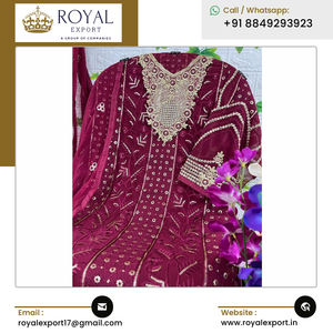 Vêtements ethniques d'excellente qualité Meilleure vente Broderie en fausse georgette et séquence Collection de costumes Salwar pakistanais - Product Image 2