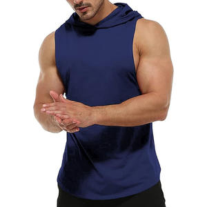 Sweatshirts sans manches légers pour hommes Sweats à capuche personnalisés imprimés Gym Workout Emmanchure Design Automne Saison Couleur unie-Vente en gros - Product Image 1