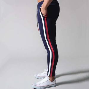 Navy Blue Lightweight Men's Canvas Pants <b>Trousers</b> Breathable OEM Custom Made <b>Elastic</b> <b>Waist</b> Autumn Striped High Street Quick Dry - Product Image 2
