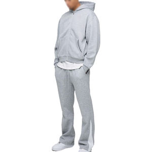 Baggy Flare Tracksuits Men Sportswear Jogging Zipper Hoodies Stack Sweatpants Sets Drop Shoulder Hoodie <b>Jogger</b> Sets - Product Image 2