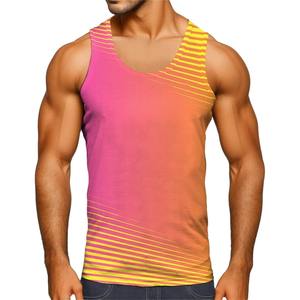 Camiseta sin mangas de verano para niños, Camiseta holgada con estampado 3D a rayas para gimnasio, Fitness, Chaleco de secado rápido, Top deportivo de calle sin mangas Formal de punto - Product Image 4