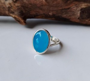 แหวนเงินสเตอริ่งชุบเคลือบสีธรรมชาติขนาด7x9มม. เครื่องประดับแฟชั่นทำมือแหวนเงินแท้สุด925 - Product Image 2