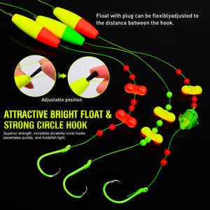 5 pièces/sac, montage de flotteur pour poisson-chat prêt à l'emploi, flotteur en <span class=keywords><strong>mousse</strong></span> EVA, flotteur coulissant, leader de pêche à la dérive avec perles, hameçon circulaire décalé, équipement de pêche au <span class=keywords><strong>surf</strong></span> et au fond - Product Image 5