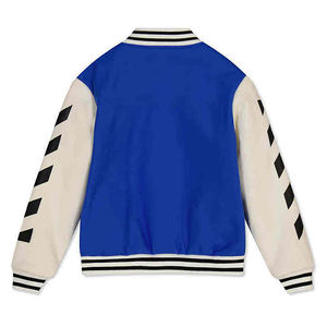 Chaqueta Universitaria Azul y Blanca para Hombre, Parche con Letra W, Puños y Dobladillo con Botón, Chaqueta de Béisbol Delantera de Cuero Genuino Impermeable - Product Image 6