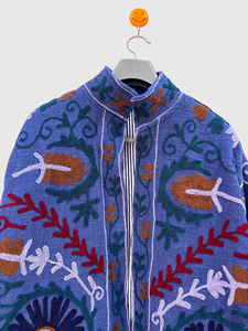 Chaqueta con Cuello Mandarín Bordada a Mano con Flores, Manga Larga, Talla Grande, Ropa de Otoño para Mujer, Estilo Bohemio de Algodón - Product Image 5