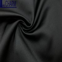 WP12080 Tissu satiné noir semi-mat 100% Polyester 150 g/m² léger tissé pour robes, doublure et entoilage de mariage, en stock, vente en gros