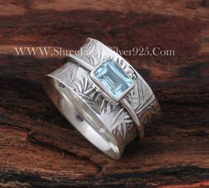 Handmade Hammered Three Tone Designer Carved Vintage <b>Boho</b> Hippie 925 Sterling <b>Silver</b> High Quality Customized Size Spinner <b>Rings</b> - Product Image 2