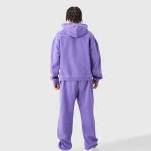 Survêtement 100% coton personnalisé pour hommes avec sweat à capuche surdimensionné XL Fitness vêtements de sport en polaire pour l'hiver respirant logo imprimé vierge - Product Image 4