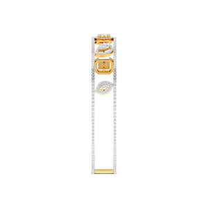 Bracelet de manchette en or blanc et rose 14 carats avec diamants de 1,81 ct pour femmes Baguette et diamants ronds ovales avec boîte cadeau de luxe - Product Image 4