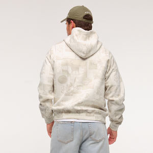 เสื้อมีฮู้ดผ้าฝ้ายแบบซิปรูดโอเวอร์ไซส์ซักได้โลโก้แบบสองชั้นสำหรับผู้ชาย - Product Image 5