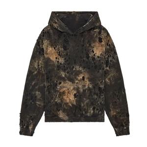 Vente chaude 2024 Heavyweight Distressed Hoodies Hommes En Gros Surdimensionné Acid Wash Hoodie À Vendre - Product Image 1