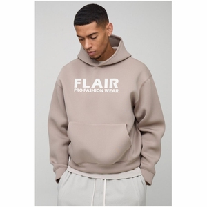 เสื้อฮู้ดสวมหัวผ้าคอตตอนออร์แกนิกสำหรับผู้ชายเสื้อสเวตเชิ้ตมีลายสีพื้นทรงโอเวอร์ไซส์หนาแบบ100% - Product Image 6