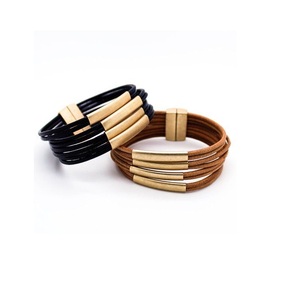 Pulseras de cuero Punk para hombre, pulseras hechas a mano, brazalete ancho, joyería trenzada, negro, marrón, ajustable, estilo de lujo - Product Image 2
