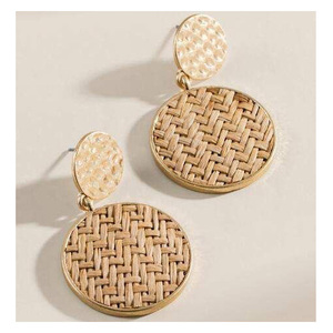 2025 Nature Inspired Rattan Woven Drop <b>Earrings</b> Handmade Teardrop <b>Dangle</b> <b>Earrings</b> with Wooden sea grass & Jewelry for Women - Product Image 4