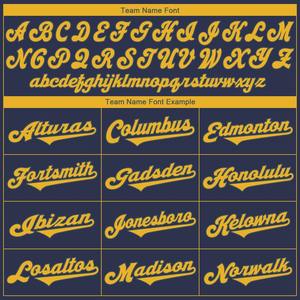 Camiseta de béisbol auténtica dorada azul marino personalizada - Product Image 5