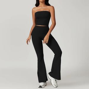 Custom Buttery Soft Four-Way Stretch Breathable Gym Fitness Sets Cut Shape <b>Leggings</b> Nude Activewear <b>Workout</b> Yoga Sets <b>Pocket</b> - Product Image 3