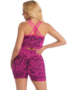 Ensemble de yoga sans couture pour femmes, vente en gros personnalisée, soutien-gorge de sport et short à taille élastique, vêtements de fitness en polyester de haute qualité - Product Image 2