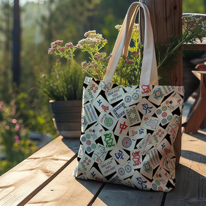 Bolsa de Lona para Mujer con Tema de la Cultura del Mahjong Chino, Venta al Por Mayor Directa de Fábrica - Product Image 4