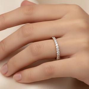 แหวนทองคำหรูหราแบบครึ่งวง ดีไซน์ทันสมัย เครื่องประดับชั้นดี แหวนแต่งงานสำหรับผู้ชาย ของขวัญสำหรับงานหมั้นและวันครบรอบ - Product Image 5