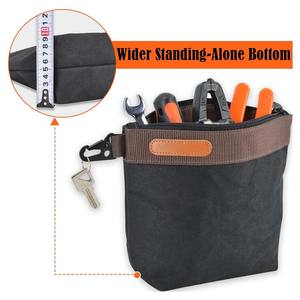 Premium Quality Waxed Canvas Tool Pouch | 4 Pack Heavy Duty Electrician <b>Bags</b> | Zipper Organizer Pouches with Metal <b>Clip</b> - Product Image 2