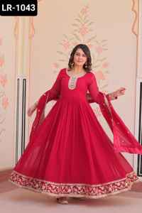 Estilo indio y pakistaní Faux Blooming Georgette con Zari y lentejuelas bordadas Trabajo Anarkali Vestidos con Fancy Dupatta - Product Image 3