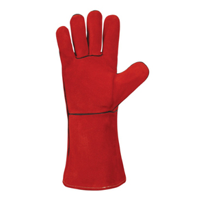 Gant de soudage en vente en gros offre une paume en peau de chèvre douce pour une sensibilité supplémentaire et une taille de manchette en cuir de vache fendu tendance longue - Product Image 6