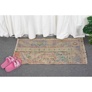 Alfombra Vintage de Lana Turca de 1,5 Pies X 2,8 Pies, Alfombra Clásica de Retazos, Color Beige y Naranja, Diseño de Pasillo Rectangular Grande de Látex para Adolescentes - Product Image 4