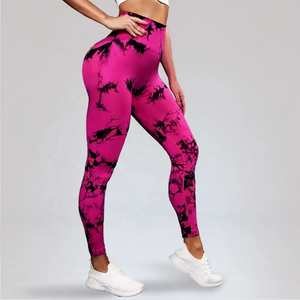 2024 personnalisé taille haute Stretch Scrunch bout à bout V dos Leggings sport Yoga pantalon pour les femmes pour l'été entraînement Gym Yoga - Product Image 2