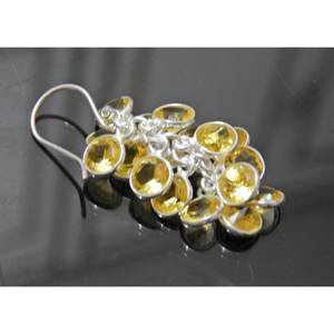 925 Sterling Silver Jaune Zircon Boucle D'oreille Facettes Jaune CZ Pierres Précieuses Grappe De Raisins Inspiré Bijoux pour Filles Avec Diamant - Product Image 6