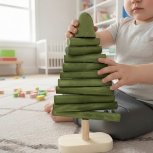 Bloques de Rompecabezas de Madera Hechos a Mano de Alta Calidad, Árbol para Niños, Aprendizaje Divertido de Colores, Arte Ecológico, MAESTRO - Product Image 1