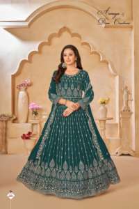 ชุดคลุม Anarkali Georgatte สังเคราะห์หนักแบบล่าสุด - Product Image 5