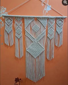 Décoration murale Art Déco en macramé fait main, motif vertical en tissu, pour l'occasion Diwali, 2 pièces, lavable, pour salon et usage commercial - Product Image 2