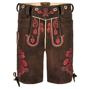 Auténticos Pantalones Cortos Bávaros de Cuero Hechos a Mano |   Lederhosen Tradicional Alemán con Tirantes Bordados, Ecológico y de Secado Rápido - Product Image 4