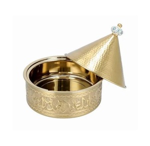 Casseroles en métal à double paroi de qualité supérieure calligraphie arabe personnalisée plaquée or Design de luxe isolé 33cm de diamètre - Product Image 1
