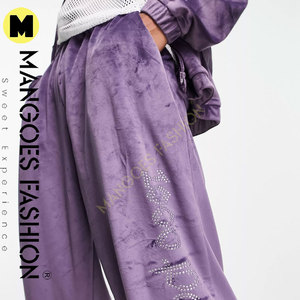 Pantalones Deportivos de Felpa para Hombre y Mujer, Diseño OEM de Mangoes Fashion, Color Morado Sólido, 100% Algodón Transpirable, Corte Regular, para Invierno - Product Image 4