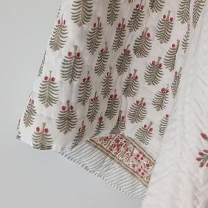 Edredón indio Reversible Jaipuri hecho a mano con estampado de bloque de mano Rajai Floral ropa de cama étnica india para decoración del hogar - Product Image 2